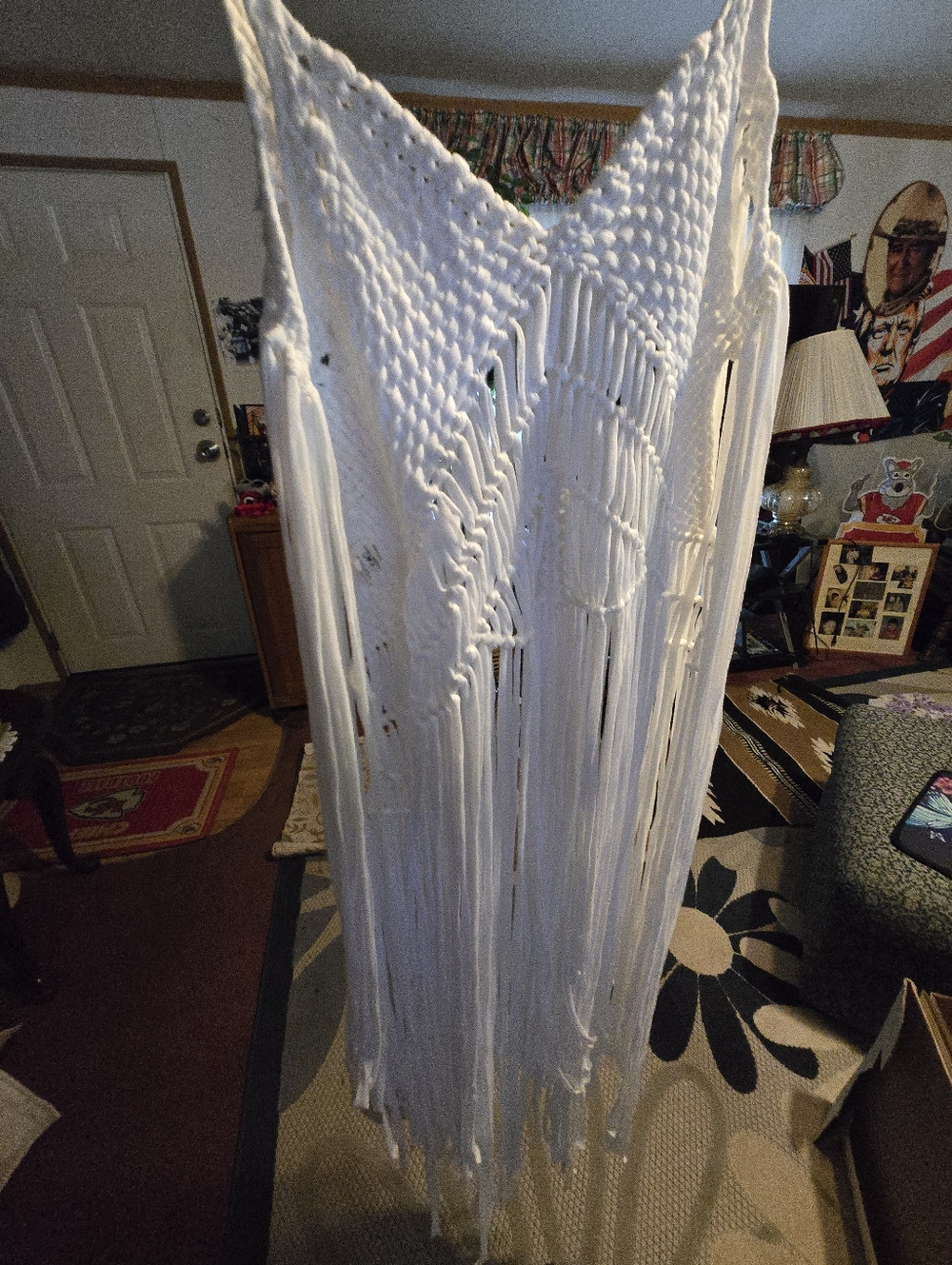 Handmade White Macramé Fringe Dressvest/Cover-Up